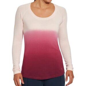 CALIA by Carrie Underwood Flow Everyday Long Sleeve Top in Pink Ombre Size Small